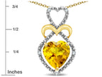 Star K Heart Shape 8mm Genuine Citrine Heart Halo Embrace Pendant Necklace 14k Gold with Rhodium Finish