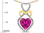 Star K Heart Shape 8mm Simulated Pink Tourmaline Heart Halo Embrace Pendant Necklace 14k Gold Rhodium