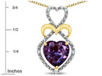 Star K Heart Shape 8mm Simulated Alexandrite Heart Halo Embrace Pendant Necklace 14k Gold Rhodium Finish