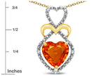 Star K Heart Shape 8mm Simulated Orange Mexican Fire Opal Heart Halo Embrace Pendant Necklace