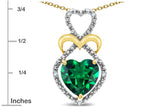 Star K Heart Shape 8mm Simulated Emerald Heart Halo Embrace Pendant Necklace 14k Gold Rhodium Finish