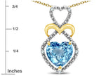 Star K Heart Shape 8mm Simulated Aquamarine Heart Halo Embrace Pendant Necklace 14k Gold Rhodium Finish