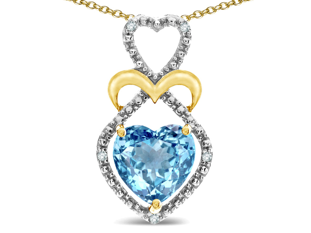 Star K Heart Shape 8mm Simulated Aquamarine Heart Halo Embrace Pendant Necklace 14k Gold Rhodium Finish