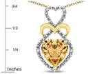 Star K Heart Shape 8mm Simulated Imperial Yellow Topaz Heart Halo Embrace Pendant Necklace