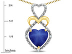 Star K Heart Shape 8mm Created Star Sapphire Heart Halo Embrace Pendant Necklace 14k Gold Rhodium Finish