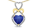 Star K Heart Shape 8mm Created Star Sapphire Heart Halo Embrace Pendant Necklace 14k Gold Rhodium Finish