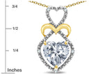 Star K Heart Shape 8mm Genuine White Topaz Heart Halo Embrace Pendant Necklace 14k Gold Rhodium Finish
