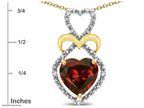 Star K Heart Shape 8mm Genuine Garnet Heart Halo Embrace Pendant Necklace 10k Yellow Gold Rhodium Finish