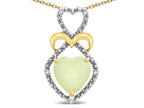 Star K Heart Shape 8mm Opal Heart Halo Embrace Pendant Necklace 10k Yellow Gold with Rhodium Finish
