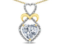 Star K Heart Shape 8mm Genuine White Topaz Heart Halo Embrace Pendant Necklace 10k Yellow Gold with Rhodium Finish