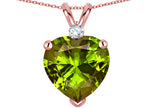 Star K 8mm Genuine Peridot Heart Pendant Necklace 14k Rose Gold