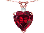 Star K 8mm Created Ruby Heart Pendant Necklace 14k Rose Gold
