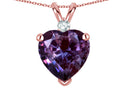 Star K 8mm Simulated Alexandrite Heart Pendant Necklace 14k Rose Gold