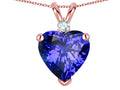Star K 8mm Simulated Tanzanite Heart Pendant Necklace 14k Rose Gold