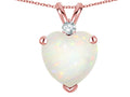 Star K 8mm Heart Shape Genuine Opal Pendant Necklace 14k Rose Gold