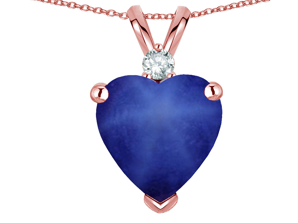 Star K 8mm Heart Shape Created Star Sapphire Pendant Necklace 14k Rose Gold