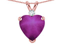 Star K 8mm Heart Shape Created Star Ruby Pendant Necklace 14k Rose Gold