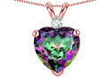 Star K 8mm Rainbow Mystic Topaz Heart Pendant Necklace 14k Rose Gold