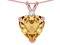 Star K 8mm Simulated Imperial Yellow Topaz Heart Pendant Necklace 10k Rose Gold