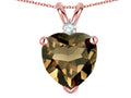 Star K 8mm Genuine Smoky Quartz Heart Pendant Necklace 10k Rose Gold