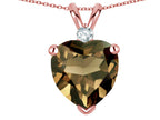 Star K 8mm Genuine Smoky Quartz Heart Pendant Necklace 10k Rose Gold