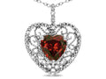 Star K Heart Shape 8mm Genuine Garnet filigree Heart Pendant Necklace