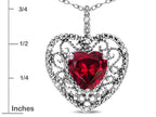 Star K Heart Shape 8mm Created Ruby filigree Heart Pendant Necklace