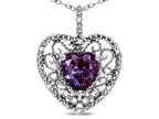 Star K Heart Shape 8mm Simulated Alexandrite filigree Heart Pendant Necklace