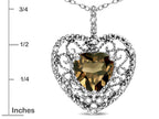Star K Heart Shape 8mm Genuine Smoky Quartz filigree Heart Pendant Necklace