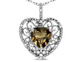 Star K Heart Shape 8mm Genuine Smoky Quartz filigree Heart Pendant Necklace