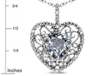 Star K Heart Shape 8mm Genuine Aquamarine filigree Heart Pendant Necklace 10k White Gold