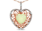 Star K Heart Shape 8mm Created Opal filigree Heart Pendant Necklace 10k Rose Gold