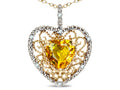Star K Heart Shape 8mm Genuine Citrine filigree Heart Pendant Necklace 14k Yellow Gold