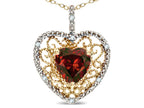 Star K Heart Shape 8mm Genuine Garnet filigree Heart Pendant Necklace 14k Yellow Gold
