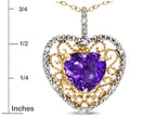 Star K Heart Shape 8mm Genuine Amethyst filigree Heart Pendant Necklace 10k Yellow Gold