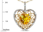 Star K Heart Shape 8mm Genuine Citrine filigree Heart Pendant Necklace 10k Yellow Gold