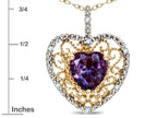 Star K Heart Shape 8mm Simulated Alexandrite filigree Heart Pendant Necklace 10k Yellow Gold