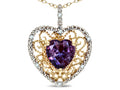 Star K Heart Shape 8mm Simulated Alexandrite filigree Heart Pendant Necklace 10k Yellow Gold