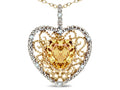 Star K Heart Shape 8mm Simulated Imperial Yellow Topaz filigree Heart Pendant Necklace 10k Yellow Gold