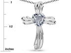 Star K Heart Shape 6mm Genuine Aquamarine Ribbed Cross Of Love Pendant Necklace 10k White Gold