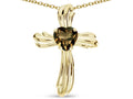 Star K Heart Shape 6mm Genuine Smoky Quartz Ribbed Cross Of Love Pendant Necklace 14k Yellow Gold