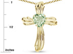 Star K Heart Shape 6mm Genuine Green Amethyst Ribbed Cross Of Love Pendant Necklace 10k Yellow Gold