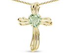 Star K Heart Shape 6mm Genuine Green Amethyst Ribbed Cross Of Love Pendant Necklace 10k Yellow Gold