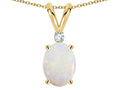 Star K   14k Yellow Gold Oval 7x5mm Genuine Opal Pendant Necklace