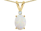 Star K   14k Yellow Gold Oval 7x5mm Genuine Opal Pendant Necklace