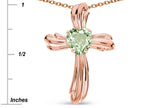 Star K Heart Shape 6mm Genuine Green Amethyst Ribbed Cross Of Love Pendant Necklace 10k Rose Gold