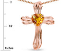 Star K Heart Shape 6mm Genuine Citrine Ribbed Cross Of Love Pendant Necklace 10k Rose Gold
