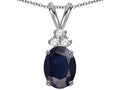 Star K Oval 8x6mm Genuine Dark Sapphire Rabbit Ear Pendant Necklace