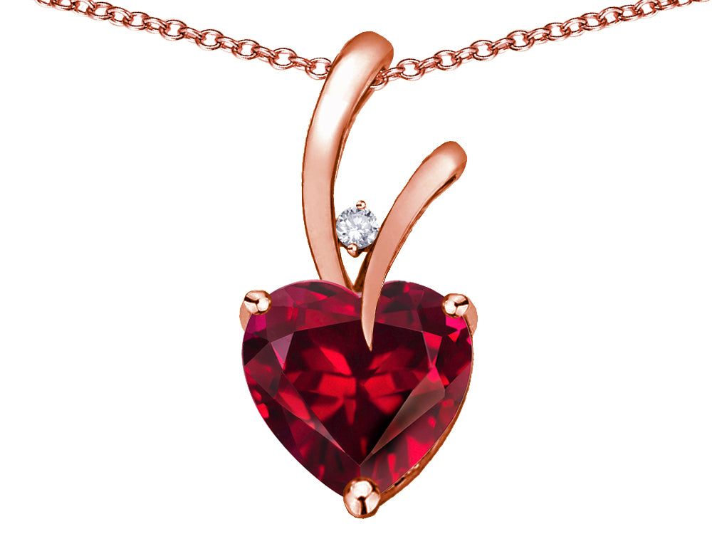 Star K Heart Shape 8mm Created Ruby Endless Love Pendant Necklace