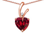 Star K Heart Shape 8mm Created Ruby Endless Love Pendant Necklace